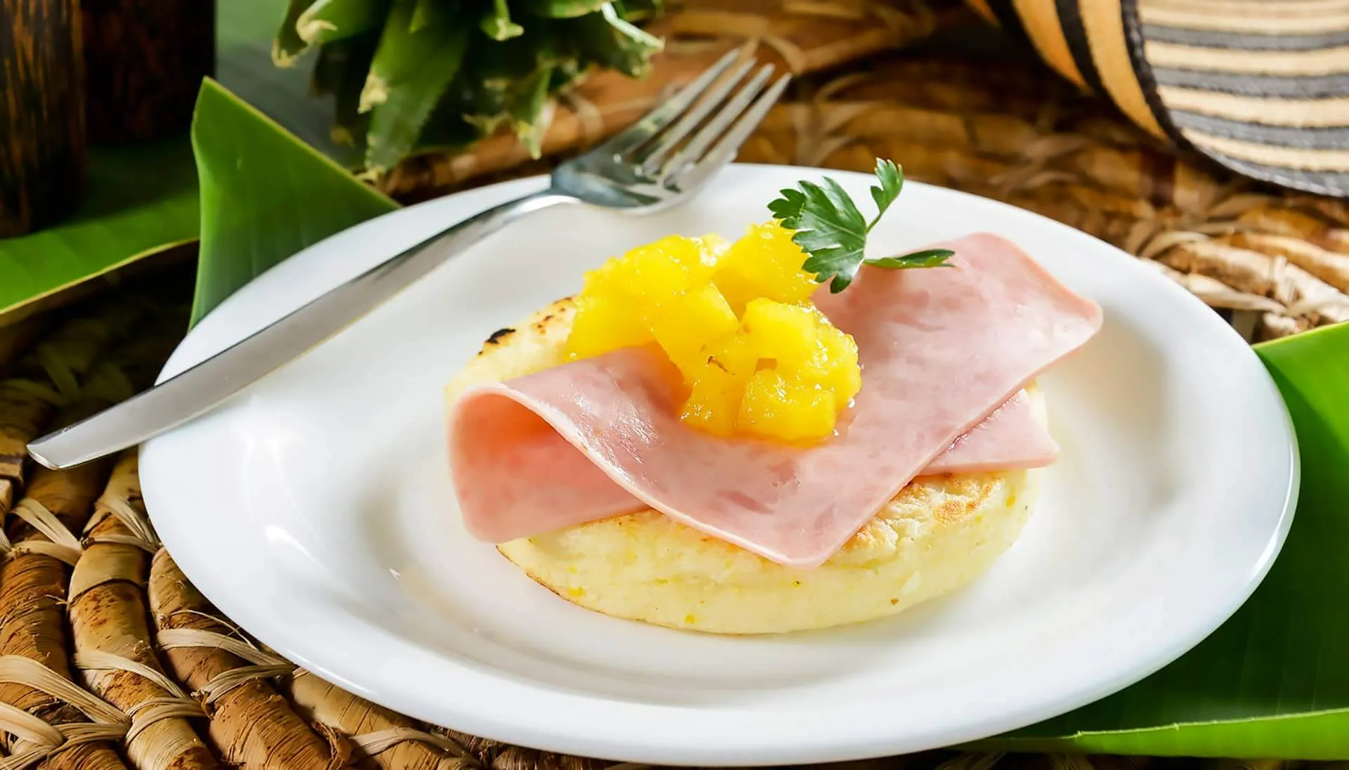 Arepa Hawaiana con jamon - Comida fácil y rápida - Recetas Cunit